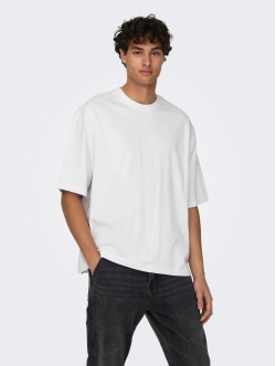 ONLY & SONS t-shirt i hvid til herre | Oversized fit |