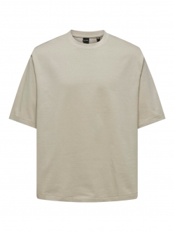 ONLY & SONS t-shirt i beige til herre | Oversized fit |