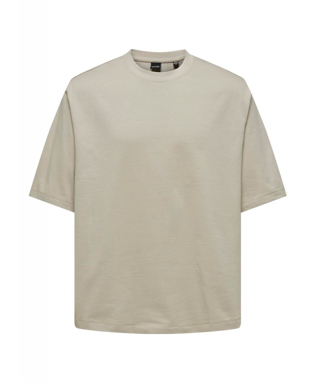 ONLY & SONS Oversized T-shirt i Beige til Herre – 100% Bomuld