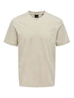 ONLY & SONS t-shirt i beige til herre | Regular fit |