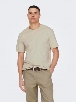 ONLY & SONS t-shirt i beige til herre | Regular fit |
