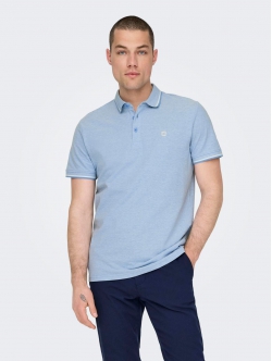 ONLY & SONS polo t-shirt i lyseblå til herre | Regular fit |