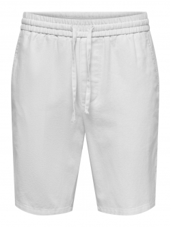 ONLY & SONS shorts i bomuld-hør blanding i hvid til herre
