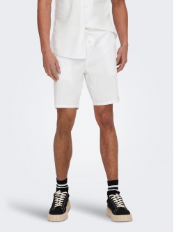 ONLY & SONS shorts i bomuld-hør blanding i hvid til herre