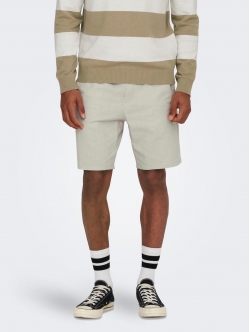 ONLY & SONS shorts i bomuld-hør blanding i beige til herre