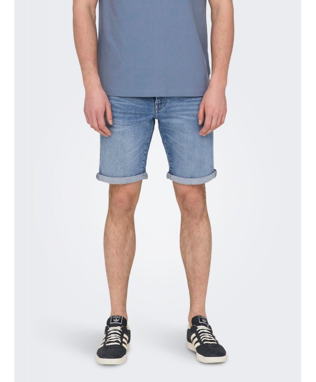 ONLY & SONS shorts i lys denim til herre