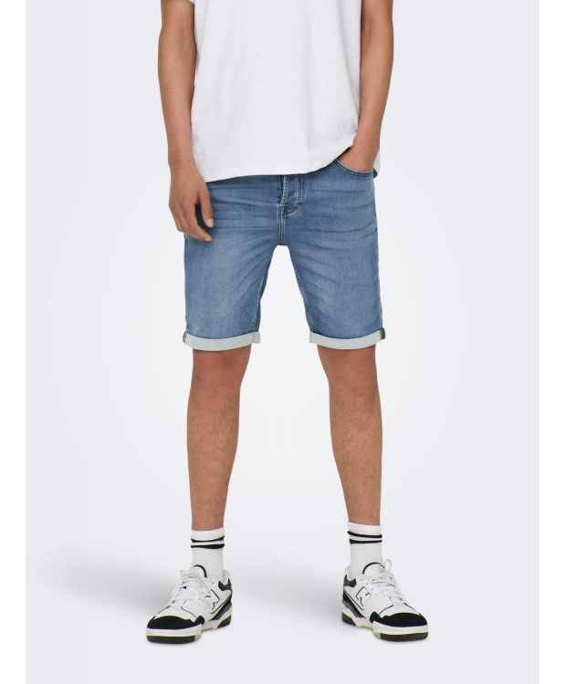 ONLY & SONS shorts i lys denim til herre