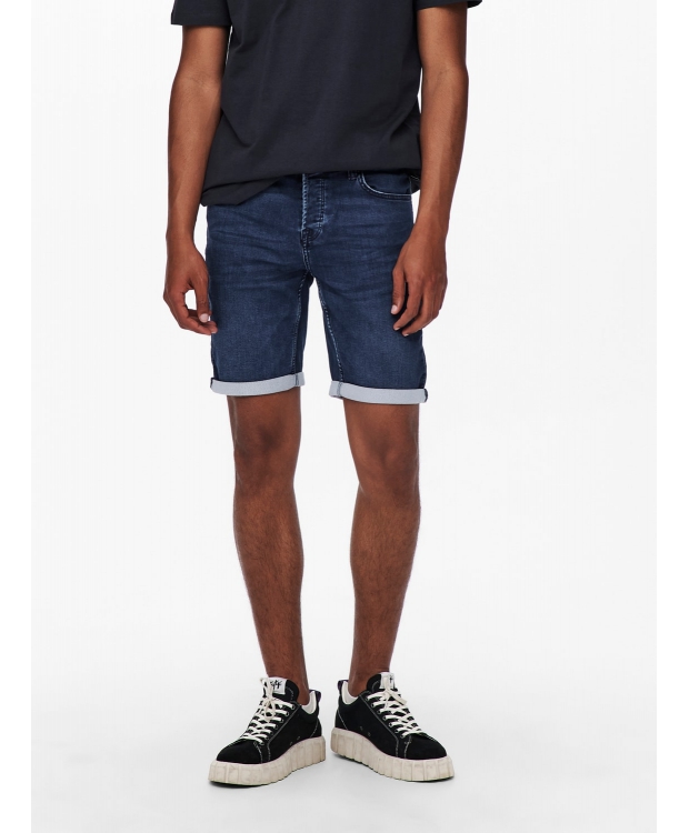 ONLY & SONS shorts i mørkeblå denim til herre