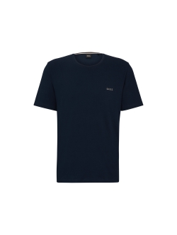 BOSS T-shirt med bomuld & kontrasterende logo i navy til herre