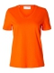 Selected klassisk t-shirt med v-hals i orangeade til kvinder