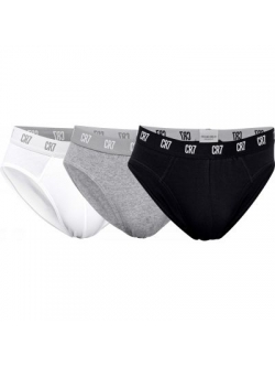 CR7 Main Basic Brief 3-pak i sort, hvid og grå til herre – str. S, M, L, XL og 2XL