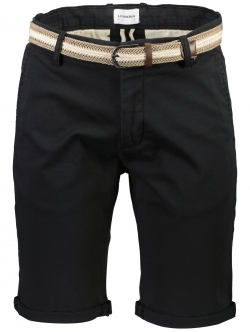 Lindbergh Superflex Chino Shorts i sort til herre m. bælte