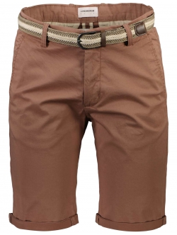 Lindbergh Superflex Chino Shorts i burnt brown til herre m. bælte