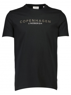 Lindbergh O-Neck T-shirt i sort m. logo til herre