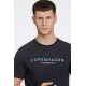 Lindbergh O-Neck T-shirt i navy m. logo til herre