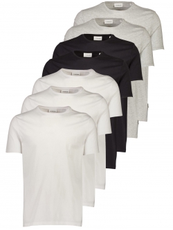 Lindbergh 7pak O-Neck T-Shirt i mørke nuancer til herre