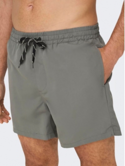 ONLY & SONS Badeshorts i Castor Gray til herre