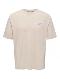 ONLY & SONS T-Shirt med print i beige til herre