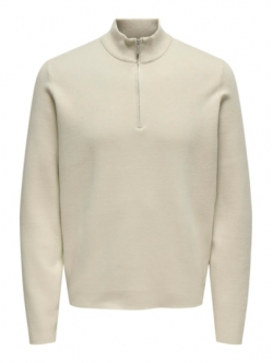 ONLY & SONS half zip i beige til herre