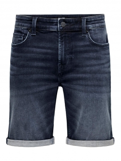 ONLY & SONS denimshorts i mørkeblå til herre