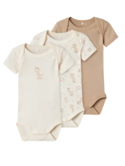 Name It 3 pak Bodystockings m. giraf til baby