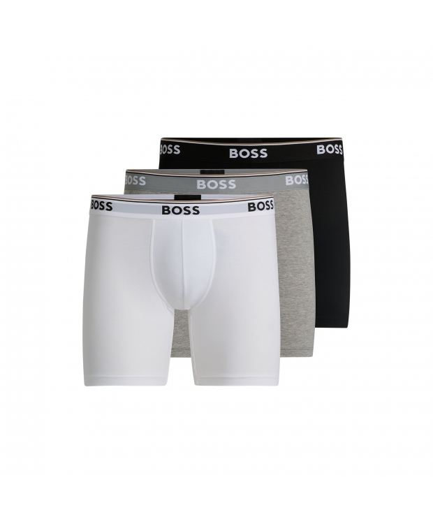 BOSS 3Pak lange underbukser/boxershorts i sort, hvid og grå til herre