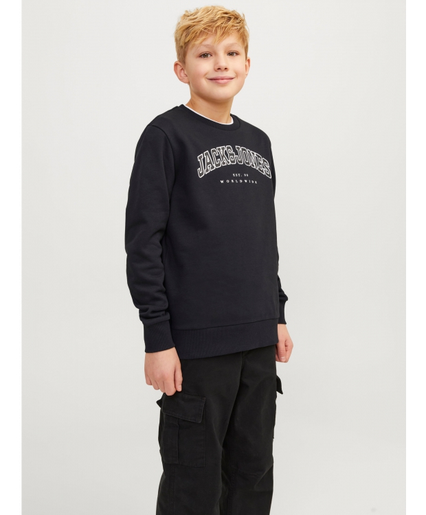 Jack & Jones Junior crew sweatshirt i sort til drenge