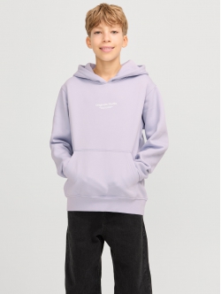 Jack & Jones Junior hoodie i Cosmic Sky med tekst print til drenge