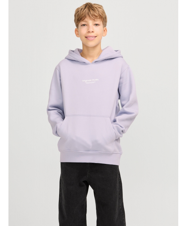 Jack & Jones Junior hoodie i Cosmic Sky med tekst print til drenge