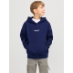 Jack & Jones Junior hoodie i Ocean navy med tekst print til drenge