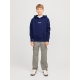 Jack & Jones Junior hoodie i Ocean navy med tekst print til drenge