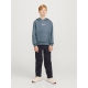 Jack & Jones Junior hoodie i Stormy blå med tekst print til drenge