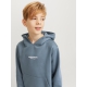 Jack & Jones Junior hoodie i Stormy blå med tekst print til drenge