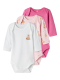 Name It 3pak Bodystocking i lyserød med hjorte til baby