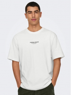 ONLY & SONS O-neck T-Shirt i hvid til herre