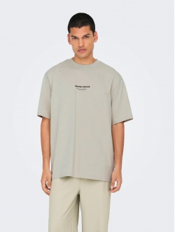 ONLY & SONS O-neck T-Shirt i Silver Lining til herre