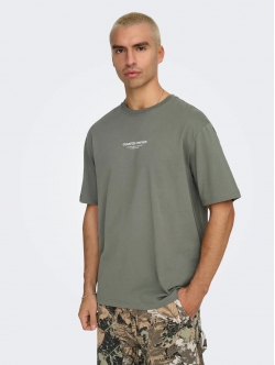ONLY & SONS O-neck T-Shirt i Castor Gray til herre