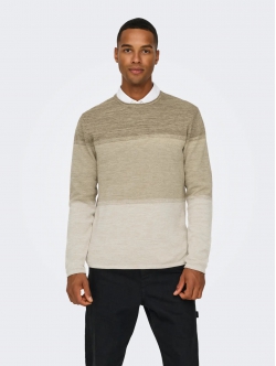 ONLY & SONS langærmet striktrøje i beige til herre
