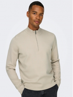 ONLY & SONS half zip i beige til herre