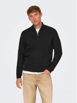ONLY & SONS half zip i sort til herre