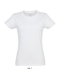 Hvid T-shirt til kvinder med rund hals, SOLS