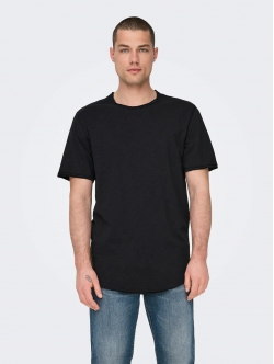 ONLY & SONS t-shirt i sort til herre | long fit |