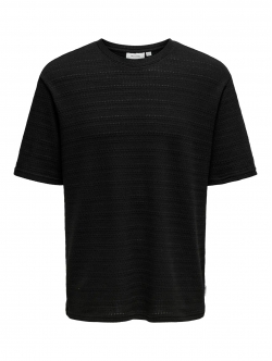 ONLY & SONS strikket t-shirt i sort til herre