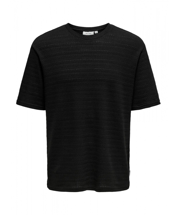 ONLY & SONS strikket t-shirt i sort til herre