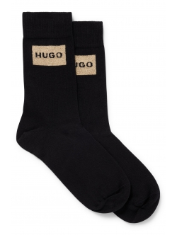 HUGO 2pak bomuldsstrømper i sort med logo til kvinder - Gaveæske - OUTLET