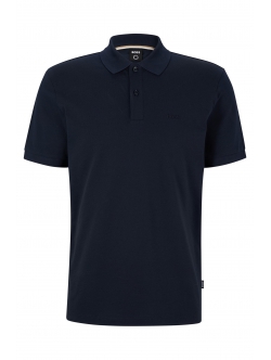 BOSS poloshirt med økologisk bomuld i mørkeblå til herre
