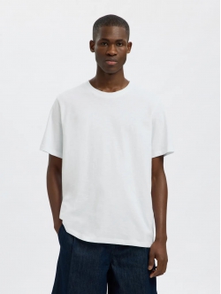 Selected kortærmet t-shirt, økologisk bomuld, i hvid til herre.