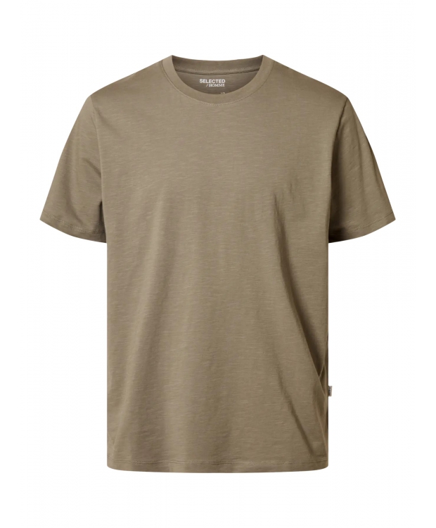 Selected kortærmet t-shirt, økologisk bomuld, i støvet grøn til herre - OUTLET