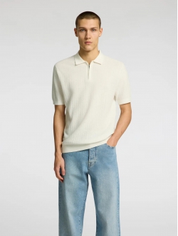 Selected kortærmet polo, økologisk bomuld, i hvid til herre.