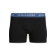 Jack & Jones Junior 3-pak boksershorts i sort med farvet linning til drenge